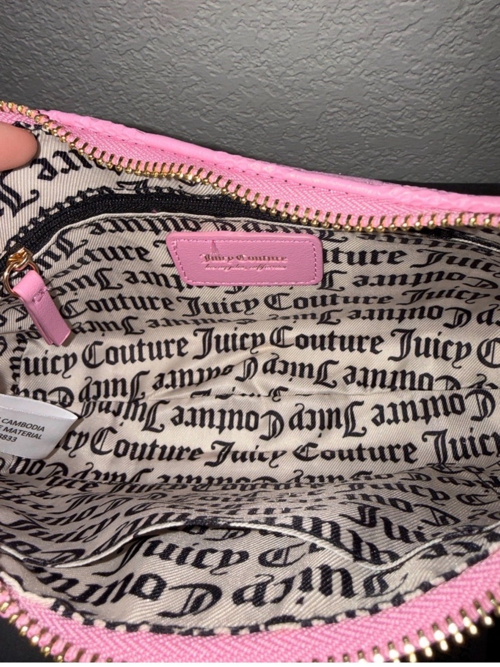 Juicy Couture Pink Quilted Checker Shoulder Bag with Key Charm - Picture 6 of 7